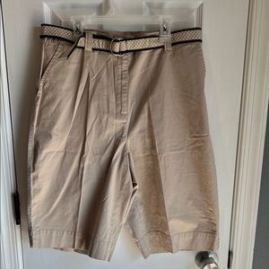 Karen Scott Tan/Brown Women's Bermuda Shorts with Polka Dot Belt